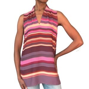 ANN TAYLOR LONG SLEEVELESS MULTICOLORED BLOUSE